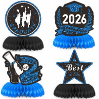 4 Pieces Graduation Table Decoration Easy Assembly Graduation Honeycomb Centerpiece for Graduates, Students, School Event