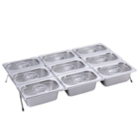 Stainless Steel Food Pan Rack with Lid, 9 Grids, for Commercial Use