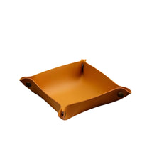 Shallow Dish Foldable Leather Tray PU Leather Tray Raised Sides for Desktop