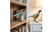 Iron Avian Sculpture Colorful Standing Bird Figurine Tabletop Decoration for Patio, Shelf