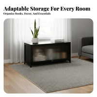 Sleek-Profile Slatted Credenza Spacious Storage for Apartment Dwellers
