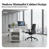 Wheeled Utility Cart with Drawer Adjustable Shelf Office Cabinet for Under Desk