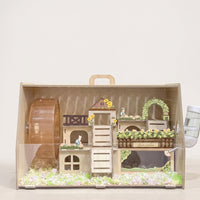Large Hamster Cage, Acrylic Hamster Villa with built-in Wheel, Wood and deluxe habitat for Syrian Hamsters and Gerbils, Openable Top Lid