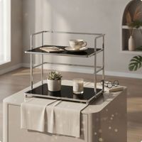 Tabletop Storage Rack Compact Desktop Organizer Portable 2-Tier Tabletop Trolley for Desk