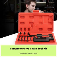 Motorcycle Chain Breaker Tool, Chain Removal & Riveting Repair Kit for Cutting, Installing, and Aligning Chains