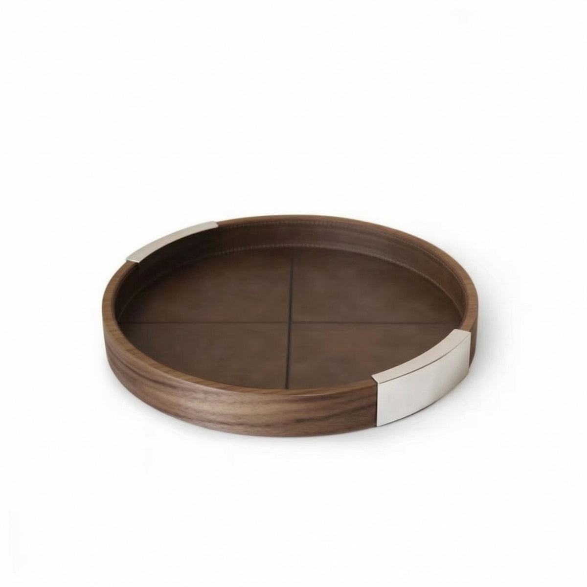Walnut Wood Tray Minimalist Tray with Raised Rim Upscale Platter for Coffee Table Styling