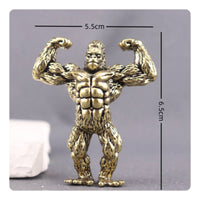 Brass Gorilla Figurine Textured Surface Creature Decor Gold-Toned
