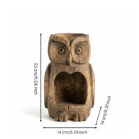 Carved Owl Bird Feeder Multi-Functional Design Rustic Owl Sculpture Feeder Garden Decoration for Gardeners, Yard