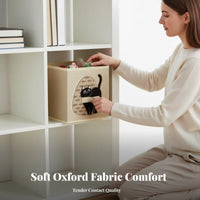 Foldable Cat Print Storage Cube Collapsible Design Cat Print Storage Basket