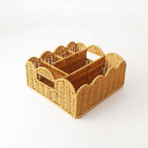 Woven Basket with Dividers Divided Storage Basket Versatile for Kitchen