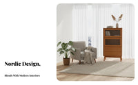 Nordic aesthetic Glass Door Hutch Modern Design Hutch with Glass Doors Floor-Standing bookshelf Large Capacity for Book Lovers, Collectors, Homeowners, Living Room, Home Office