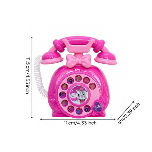 Retro Toy Telephone Vintage-Inspired Rotary-Style Toy Phone Pretend Play Telephone Decorative Bow Coiled Cord for Children