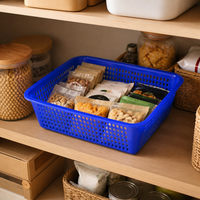 Rectangular Pantry Organiser, Reinforced Storage Baskets for Fruit & Vegetables, Draining Multi-Purpose Storage Bins 39.5x30.5x12cm