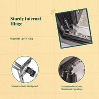 Unseen Glazing Hinge, Adjustable Aluminum Alloy, sturdy Duty, Home Office Security Installation