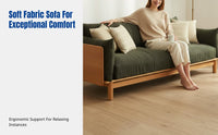 Nordic Solid Wood Sofa, Modern Minimalist Fabric Couch, Living Room Set, Walnut Wood, Removable Cover
