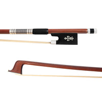 Professional Violin Bow with Green Sandalwood Stick, Pure Horsehair, Silver Winding, Ebony Frog