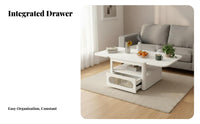 elevateTop Expandable Coffee Table Movable with Casters Multi-Use Surface Adjustable Height Hidden Storage Compartment