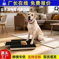 Wooden Pet Scratching Board with Pull-Out Food Box and Sandpaper