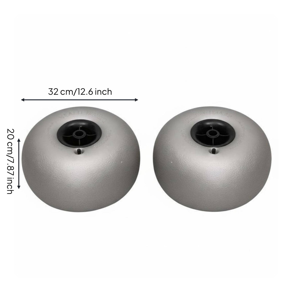 2 Pieces Inflatable PU Tire Sturdy Duty Kayak Trolley Wheel Multi-Terrain