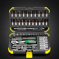 53 Pieces Socket Set with Hard Shell Case Polished Chrome Socket Wrench Set Organized Tool Kit with Hard Shell Case for Vehicle Owners, Garage