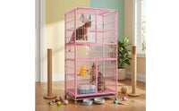 Cat Cage Pastel Metal Wire Cat Kennel with Hammock Pet Housing