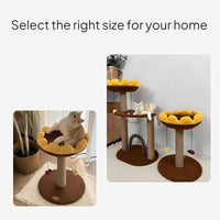 Sunflower Cat Tree with Space Capsule Condo, Wooden Tower