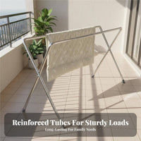 Rustproof Stainless Steel Laundry Rack Rust-Resistant Foldable Clothes Drying Rack Heavy Duty Foldable Clothes Horse Sturdy and Long-Lasting for Apartment Dwellers, Families, Homeowners, Balcony, Indoor, Outdoor, Bedroom