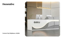 Modern Reception Desk Varnished Surface Ed Finish High Gloss Reception Sturdy Salon Front Desk Storage Stability Suitable for Spa Sales Center Corporate Setting Retail Store