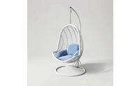 Rattan Egg Swing Chair with Cushion Suspended Egg Chair with Stand Freestanding Furniture Woven for Patio, Balcony