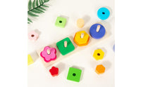 Early Learning Four-Column Stacking Game Hand-Eye Coordination Geometric Stacking Blocks Logical Thinking Color Shape Sorting Toy Develops Fine Movement Skills for Toddlers, Preschoolers