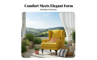 timeless design Tufted high-support wing chair Armchair High supportrest Upholstered high-support wing chair Chair Elegant outline Lounge Seating Thickly Padded for Adults, Homeowners, Readers, Living Room, Balcony, Bedroom, studying corner