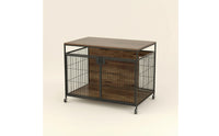 Two-in-onePurpose Dog Crate with Wooden Top Mobile Furniture Style Dog Crate Long-Lasting Secure for Living Room