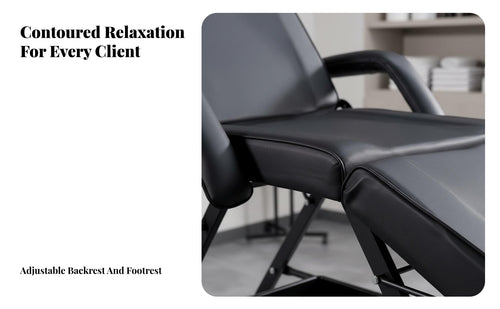 Long-Lasting PU Leather Upholstery Adjustable Bed High-Density Foam Cushion Adjustable Chair Heavy Duty Steel Frame Folding Esthetician Chair Ergonomic for Microblading Technicians, Estheticians, Spa Professionals, Mobile Services