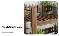 Tiered Planter Shelf with Trellis Floor-Standing Stepped Plant Stand Weather-Resistant Easy to Assemble for Gardeners