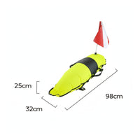 High-Visibility Inflatable Buoy with Flag Streamlined Dive Buoy with Flag Bright Inflatable Marker Buoy Reflective for Divers, Snorkelers, Spearfishers, Snorkeling, Open-Water