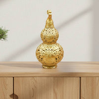 Hollow Carved Gourd Statue Good Luck Brass Gourd Ornament Traditional Style for Living Room