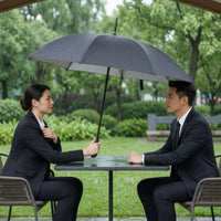 Waterproof Umbrella with Silver Coating Rainproof Long-Handled Umbrella Sturdy Automatic Opening for Business Professionals