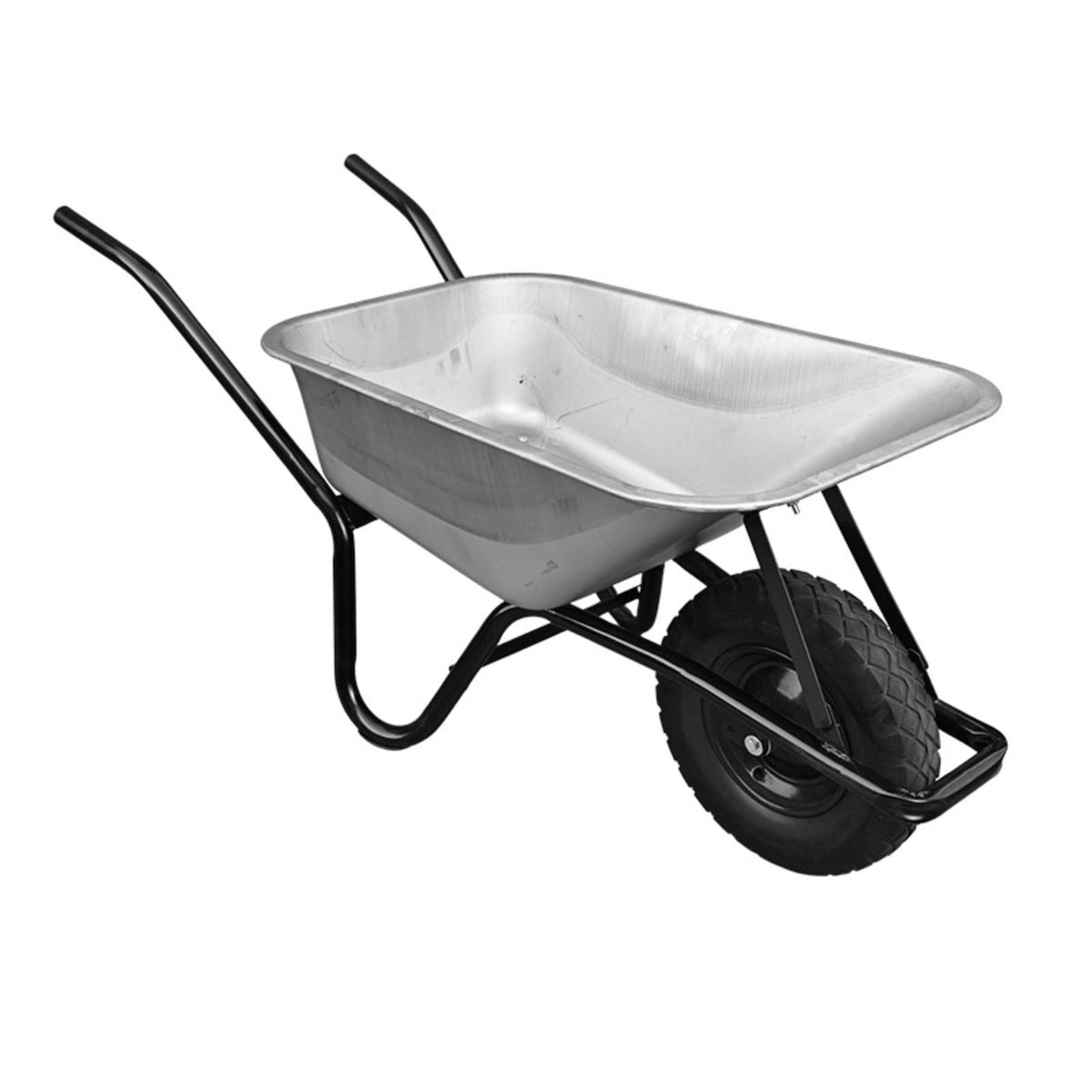 Wheelbarrow with Metal Tub Rubber Wheelbarrow Easy to Steer for Landscapers