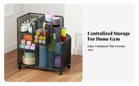 With Wheels Exercise Mat Holder Cart Space Saving Design Rolling Fitness Equipment Cart Large Capacity Home Gym Storage Organizer Long-Lasting Construction