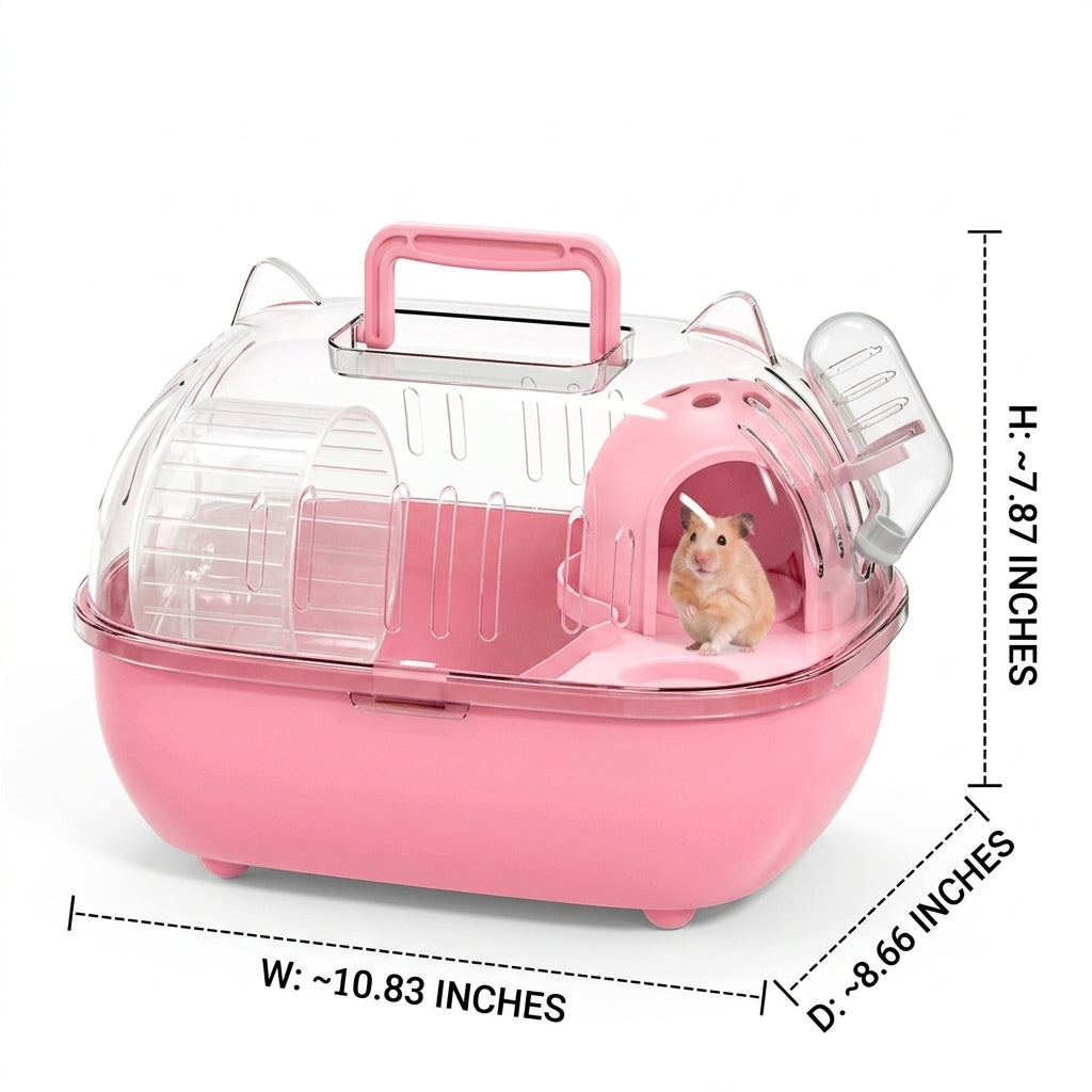 Hamster Carrier Travel Cage with Handle, Portable Rectangular Villa for Short Trip, Modern Style Single Level Outdoor Large Portable Habitat