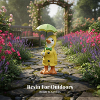 Duck with Umbrella Statue Resin Craft Duck Figurine with Umbrella Cute Design Outdoor Decoration for Gardeners, Garden, Balcony, Windowsill
