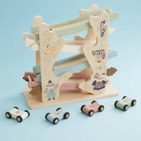 Wooden Car Ramp Racer Fine Motor Skills Wooden Ramp Racer Inertia Glide Car Set for Children