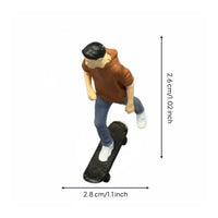 Skateboarder Resin Figurine Detailed Skateboard Boy Miniature Intricate Craft 1:64 Scale Figure for Display, Diorama