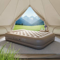 Inflatable Mattress with Built-in Pillow Tufted Inflatable Bed with Pillow Portable Airbed for Camping, Guests, Camping, Tent, Sleepovers