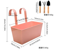 跨境家居室外悬挂铁艺长方形花盆可拆卸挂桶园艺小铲子种植花器
