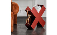 X-Shaped Bookshelf Slim Mini Bookshelf Freestanding Magazine Rack Space-Saving Book Organizer Narrow for Readers, Reading Nook