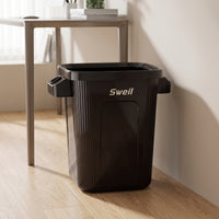 Compact Trash Bin with Wheels Slim Open Top Trash Bin Portable Wastebasket Mobile for Apartment