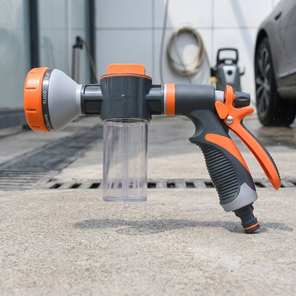 Garden Sprayer for Car Cleaning and Car Wash, High Pressure Foam Sprayer with 8 Patterns, Garden Hose Nozzle with Rubber Grip, 300g Lightweight