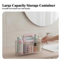 Mesh Basket with Wooden Handles Rust-Resistant Wire Container for Women, Parents