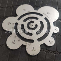 皮具切割角尺B款 不锈钢圆尺 手工皮革工具R定规圆弧尺子角度尺